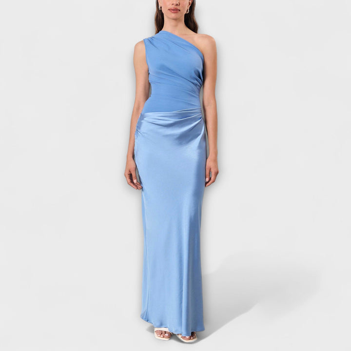 Lora - Elegant one-shoulder pleated maxi dress