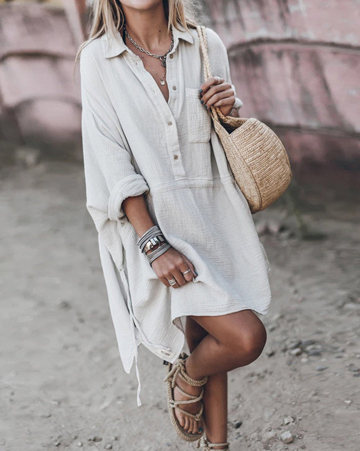 Dalia™ - Stylish Shirt Dress Made of Cotton Blend