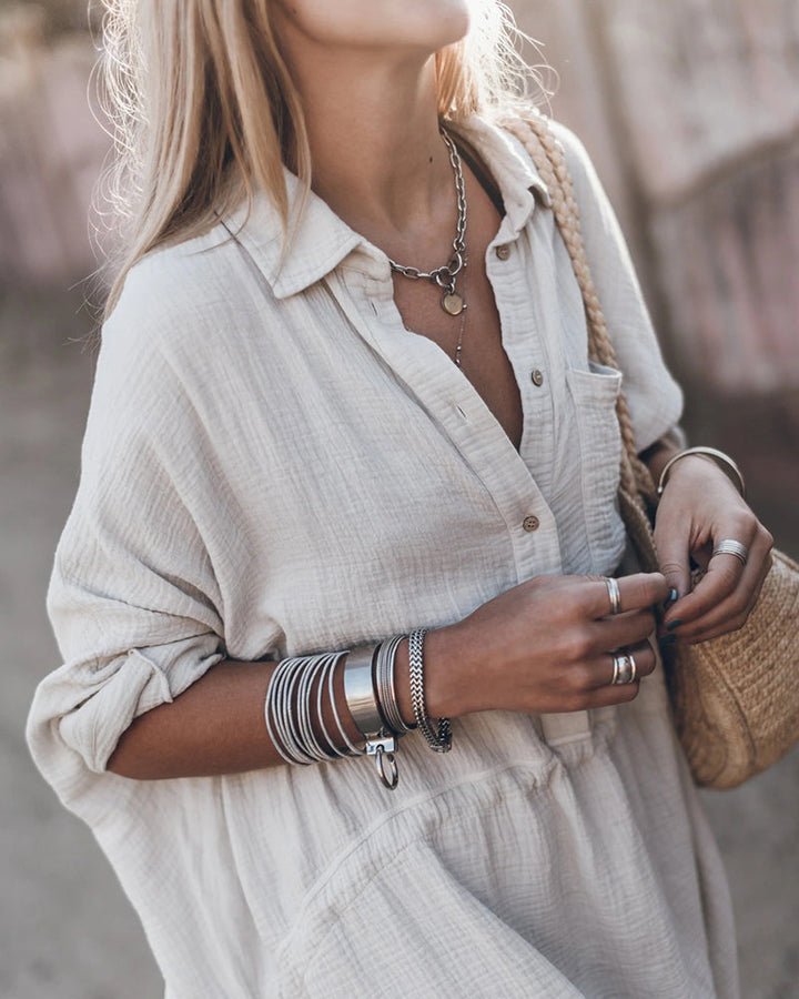 Dalia™ - Stylish Shirt Dress Made of Cotton Blend