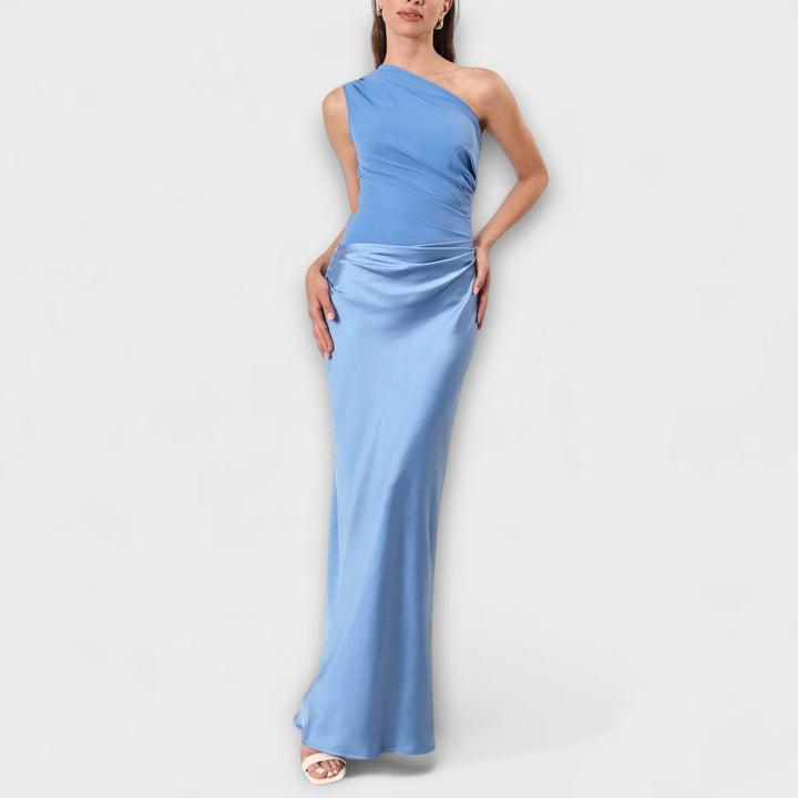 Lora - Elegant one-shoulder pleated maxi dress